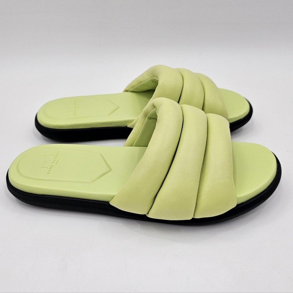 Marc Fisher LTD Lime Green Yessy Slide Puffy Black Slip On Sz 10M Sandals NWOB